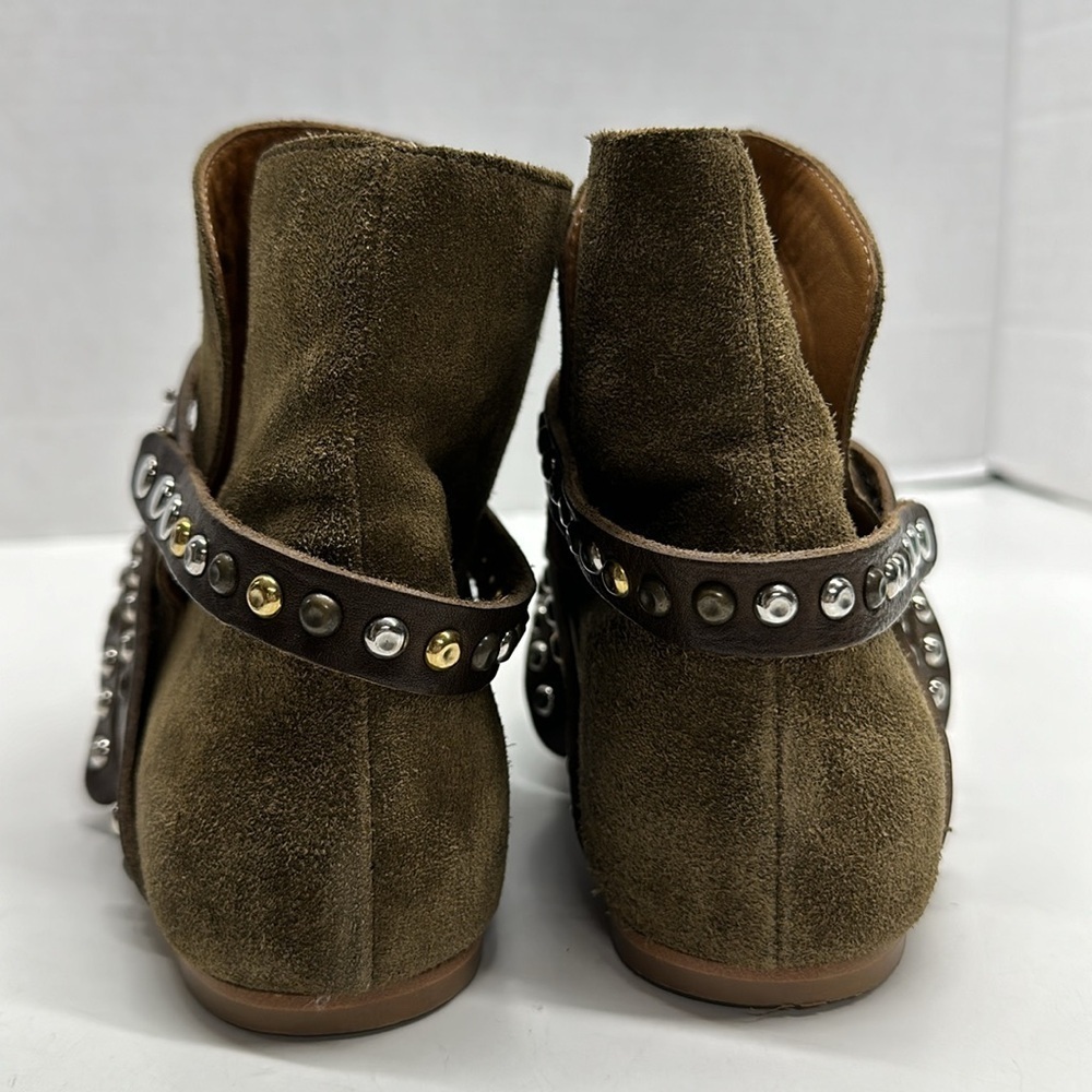 Isabel Marant Etoile Hey Jude Ruben Studded Strap Suede Ankle Boots Booties 37 7 - Picture 5 of 10